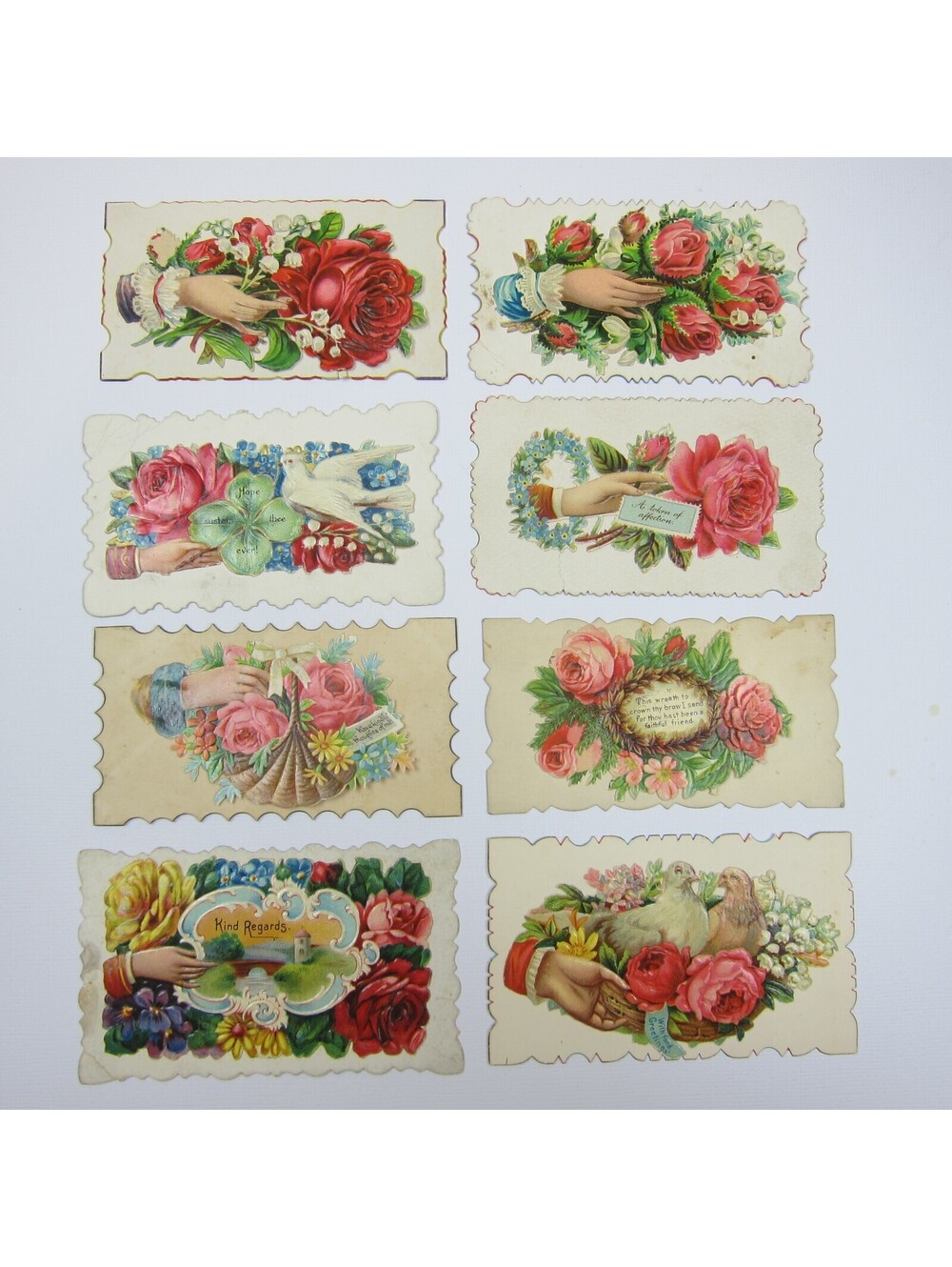 Antique Ephemera Lot of 8 Victorian 19th Century Calling Love Cards Hidden Names